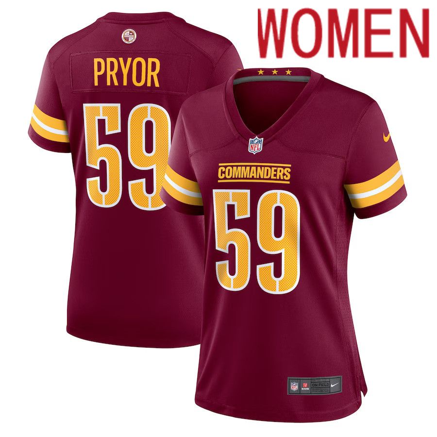 Women Washington Commanders #59 Joshua Pryor Nike Burgundy Team Game NFL Jersey->women nfl jersey->Women Jersey